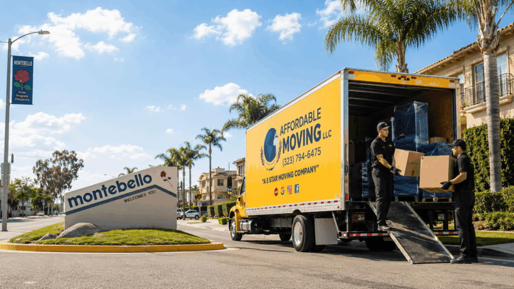Affordable Moving LLC truck with movers providing local moving services in Montebello CA